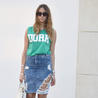 TRASHED DENIM SKIRT