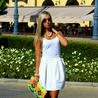 ALL WHITE LOOK AND BOLD COLORED AZTEC PRINTED BAG