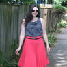 Black + coral pleats