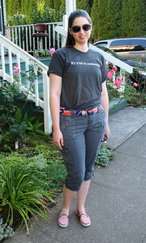 Casual greys + fabric belt