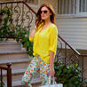 YELLOW BLOUSE AND FLOWER PANTS