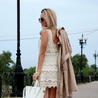 Sleeveless trench & crochet dress